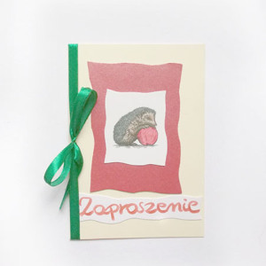 ogólne zaproszenie, eko zaproszenie bez tekstu, jeż zaproszenie, vintage zaproszenie na imprezę, zaproszenia na różne okazje