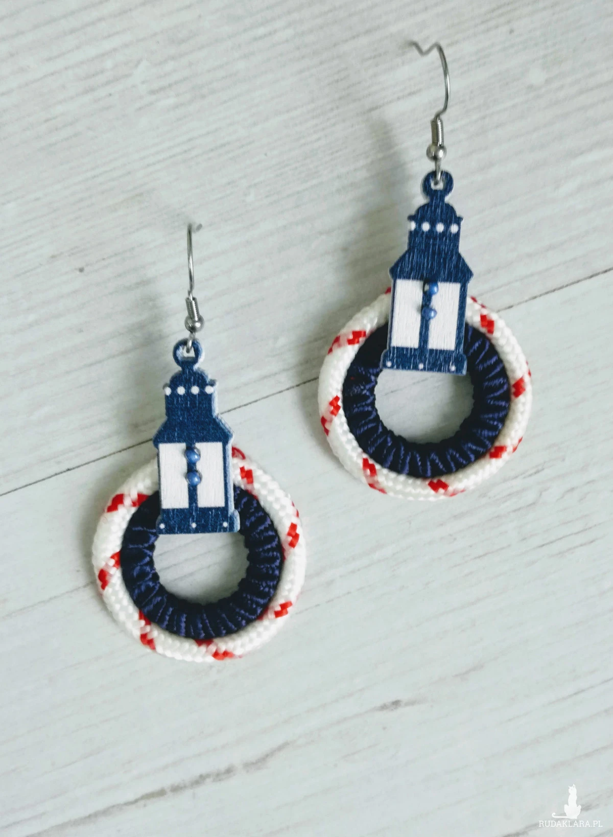 Duże okrągłe kolczyki w stylu marynarskim Round Sailor z latarnią okrętową
