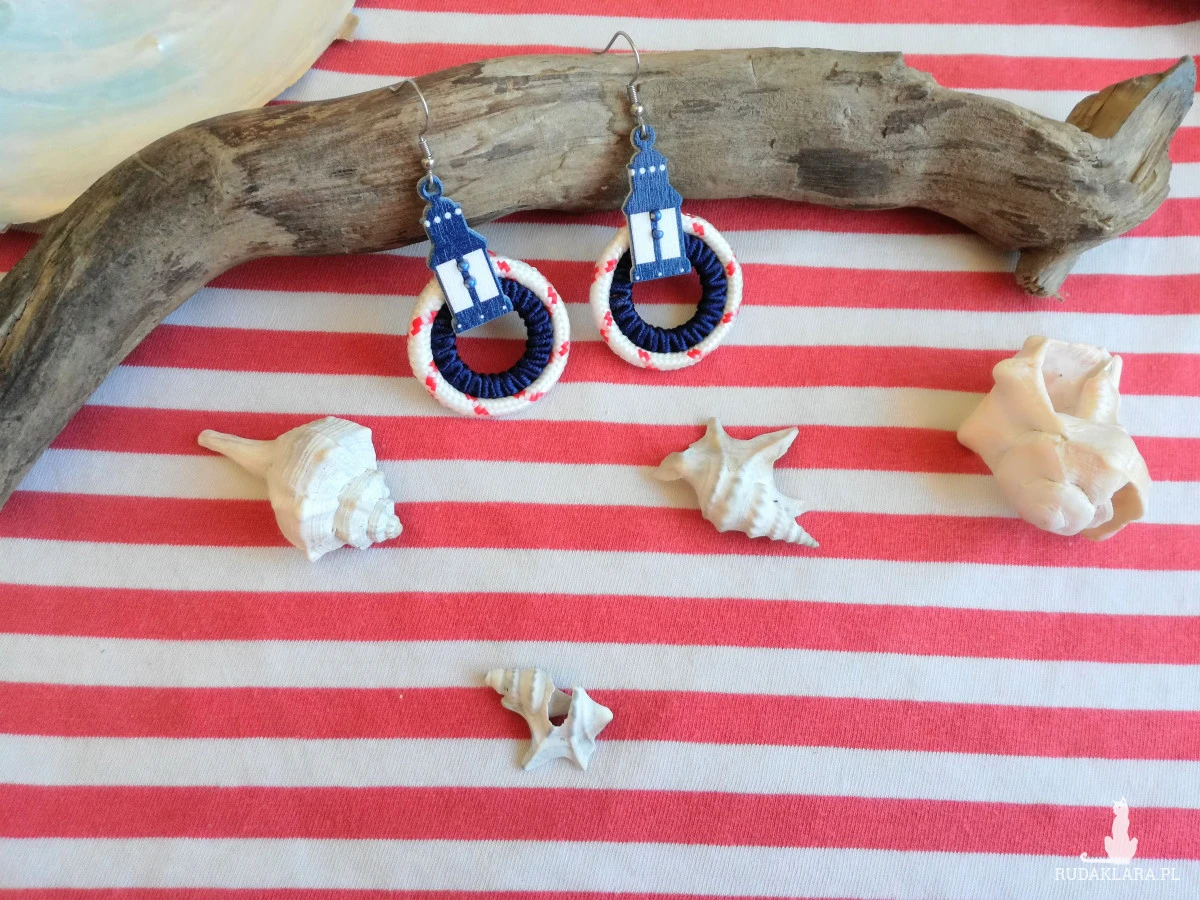 Duże okrągłe kolczyki w stylu marynarskim Round Sailor z latarnią okrętową