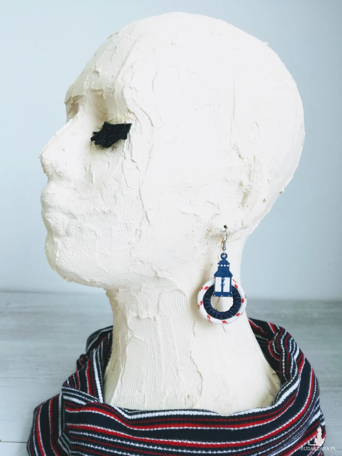 Duże okrągłe kolczyki w stylu marynarskim Round Sailor z latarnią okrętową