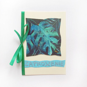 monstera zaproszenie puste, boho zaproszenia, liście zaproszenie ogólne, proste zaproszenia, ładne zaproszenia, zaproszenia z monsterą