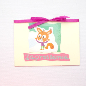 zaproszenie dla dziecka, bajkowe zaproszenia dla dzieci, śmieszne zaproszenie, zwierzęta zaproszenie, lisek zaproszenie dla dziewczynki, zaproszenie z lisem