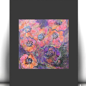 kwiaty rysunek A4, boho dekoracja do domu, łąka obrazek 21x30, mała grafika na ścianę, kwiatki obrazek, rysunek z kwiatkami, łąka rysunek A4