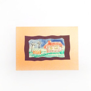 bajkowe kartki ręcznie malowane, pejzaż kartka bez życzeń, rustykalne kartki na różne okazje, domek kartka bez tekstu, kartka z domkiem, kartka z domem, kartki dla firm, fajne kartki okoliczn