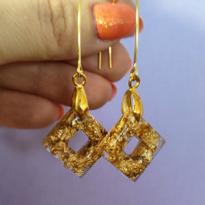 Kolczyki "Gold Potash in Epoxy Resin"