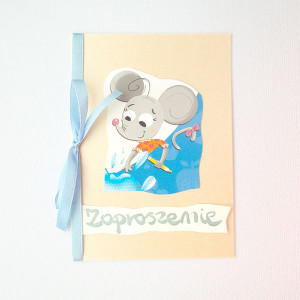 zaproszenie dla dziecka, bajkowe zaproszenia dla dzieci, śmieszne zaproszenia, zwierzęta zaproszenia, zaproszenie z myszką, myszka zaproszenie dla dziewczynki