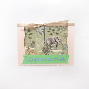 boho zaproszenie ze słoniem, słoń zaproszenie na różne okazje, eko zaproszenia, proste zaproszenia, ładne zaproszenia, zwierzęta zaproszenia bez tekstu