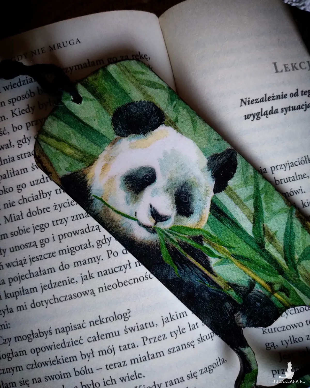 Drewniana zakładka do książki Panda Wielka słodki miś wycięta książka decoupage