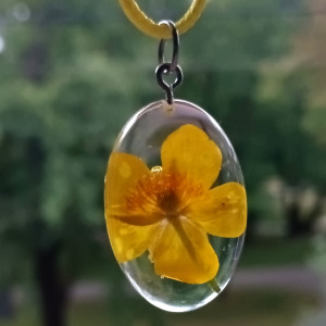 Jaskier kwiat suszone kwiaty gipsówka niezapominajka prezent wisiorek zawieszka