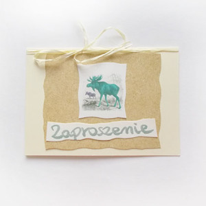 leśne zaproszenie, łoś zaproszenie, eko zaproszenie bez tekstu, zwierzęta zaproszenie, vintage zaproszenie na imprezę, zaproszenie z łośiem zaproszenia na różne okazje