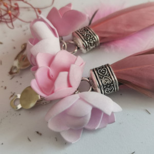 Klipsy długie boho pióra