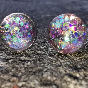 Kolczyki kolorowe tęczowe kolczyki kolorowe zakręcone brokatowe kolczyki mini