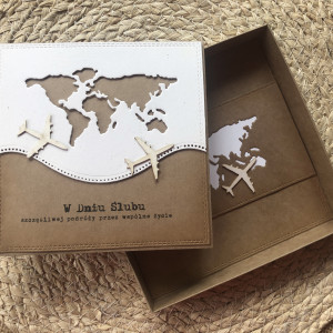 166,Kartka na ślub w stylu eco z uroczymi samolotami w pudełku z szybką