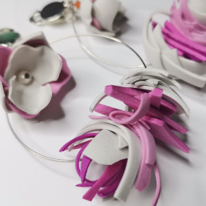 Klipsy koła różowo biale