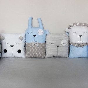 Ochraniacz modułowy do łóżeczka dziecięcego błękit-szary-biel