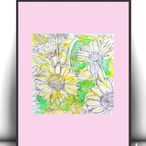 pastelowa dekoracja na ścianę, mały obrazek do przedpokoju, obrazek do kuchni, łąka obrazek A4, kwiaty obrazek 21x30, ogród grafika do sypialni, łąką plakat do domu