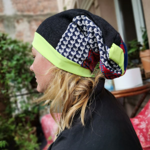 Czapka smerfetka patchworkowa