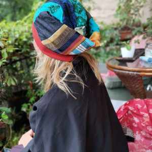 Czapka smerfetka patchworkowa