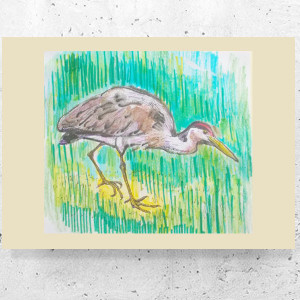 retro plakat A4, mały obrazek z ptaszkiem, ptaszek plakat A4, ptaki plakat do domu, vintage obraz z żurawiem, ptaszek obraz 21x30, obrazek z żurawiem, żuraw plakat,zwierzęta plakat na ścianę