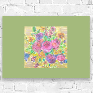 retro plakat A4, kwiaty plakat 21x30, plakat z kwiatkami, boho plakat domu, mały obrazek z bukietem, kwiatki plakat do przedpokoju, mały plakat do sypialni