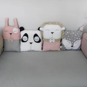 Ochraniacz modułowy do łóżeczka dziecięcego róż-szary-beż