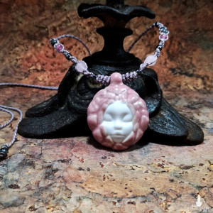 Rusałka Polna słowiańska porcelana kamea Kryształ Górski Larvikit ~ Delfina Dolls & mikro makrama