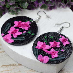 Duże kolczyki koła "orchidee"