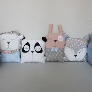 Ochraniacz modułowy do łóżeczka dziecięcego róż-błękit-szary