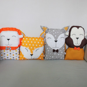 Ochraniacz modułowy do łóżeczka dziecięcego musztarda-szary z sarenką