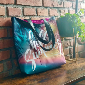 Duża torba typu shopper  na plażę letnia torba  hello summer