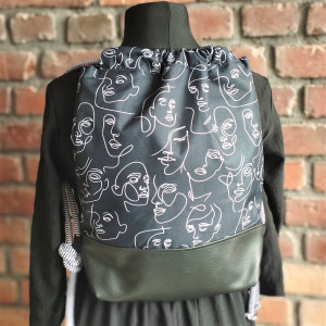 WorKo-plecak damski, worek młodzieżowy, plecak damski, kobiece twarze