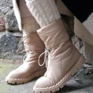 Getry z alpaki ocieplacze na nogi - ecru