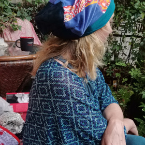 Czapka smerfetka patchworkowa