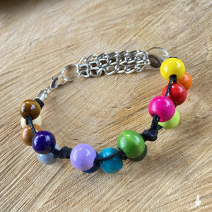 Bransoletka tęczowe drewniane koraliki