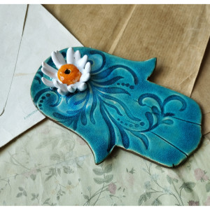 Podstawka na kadzidełko ręka z lotosem