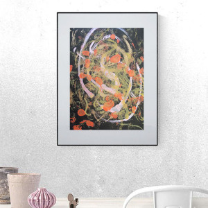 nowoczesna grafika na ścianę, minimalizm dekoracja do domu, abstrakcyjny obrazek 30x40, grafika malowana ręcznie, nowoczesny rysunek do loftu, boho grafika A3