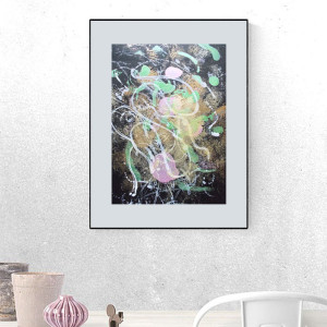 nowoczesny obrazek na ścianę, boho dekoracja do domu, abstrakcyjny rysunek 30x40, malowana ręcznie abstrakcja, nowoczesna grafika do loftu, minimalistyczny obraz A3