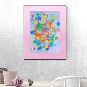 boho grafika do domu, abstrakcja malowana ręcznie, kolorowy obrazek A3, abstrakcyjny rysunek 30x40, kolorowa grafika do loftu