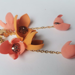 Klipsy pomarańczowe kwiaty