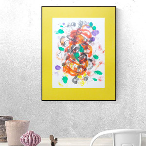 kolorowa abstrakcja  30x40, nowoczesny obrazek do biura, abstrkcyjny obraz A3, kolorowy rysunek do domu, malowana ręcznie grafika, boho dekorcja na ścianę, oryginalna grafika do loftu