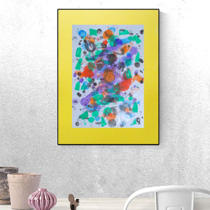 kolorowa grafika na ścianę, abstrakcyjny rysunek  30x40, nowoczesny obrazek A3, abstrakcja malowana ręcznie, boho dekoracja do domu, oryginalna grafika do loftu