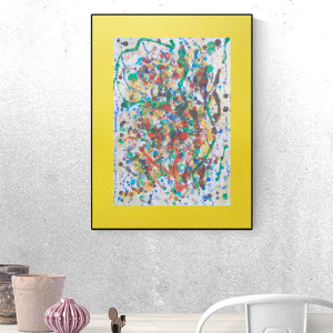 abstrakcyjna grafika na ścianę, kolorowy obrazek  30x40, nowoczesny rysunek A3, grafika  malowana ręcznie, nowoczesna dekoracja do domu, boho  grafika do loftu