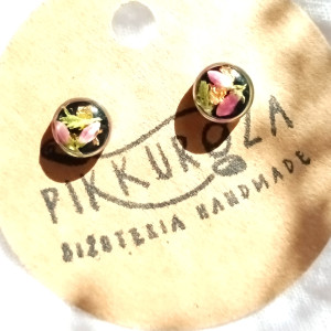 Kolczyki wrzos czarne kolczyki złote sztyfty