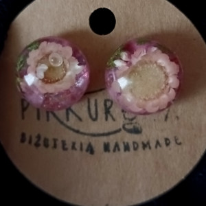 Kolczyki kwiaty różowe sztyfty