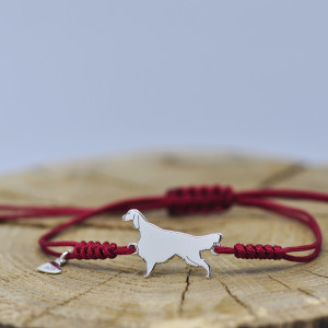 Seter irlandzki - bransoletka z psem, srebro 925