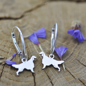 Seter irlandzki - kolczyki bigle, srebro próby 925