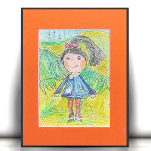 dziewczynka rysunek A4, obrazek do pokoju dziewczynki, obrazek z dziewczynką, rysunek dla dziewczynki, kolorowy obrazek 21x30