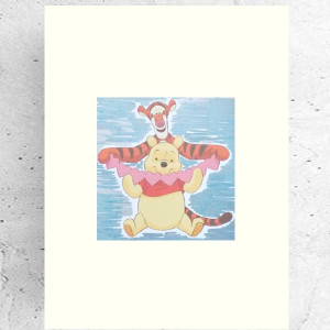 obrazek z Tygryskiem i Kubusiem Puchatkiem, Kubuś Puchatek plakat A4, plakat do pokoju chłopca, plakat do pokoju dziewczynki, obrazek do dziecięcego pokoju,