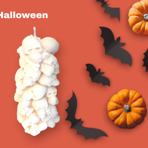 Świeca sojowa stos czaszek halloween