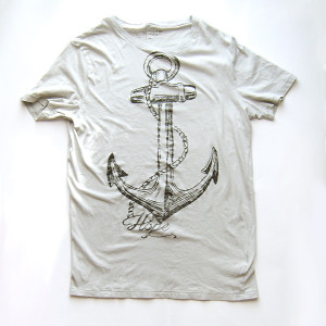 kotwica koszulka xxl, szara koszulka z  nadrukiem, nowa koszulka z bawełny, bawełniana koszulka z kotwicą, żeglarski t-shirt xxl, żeglarska koszulka